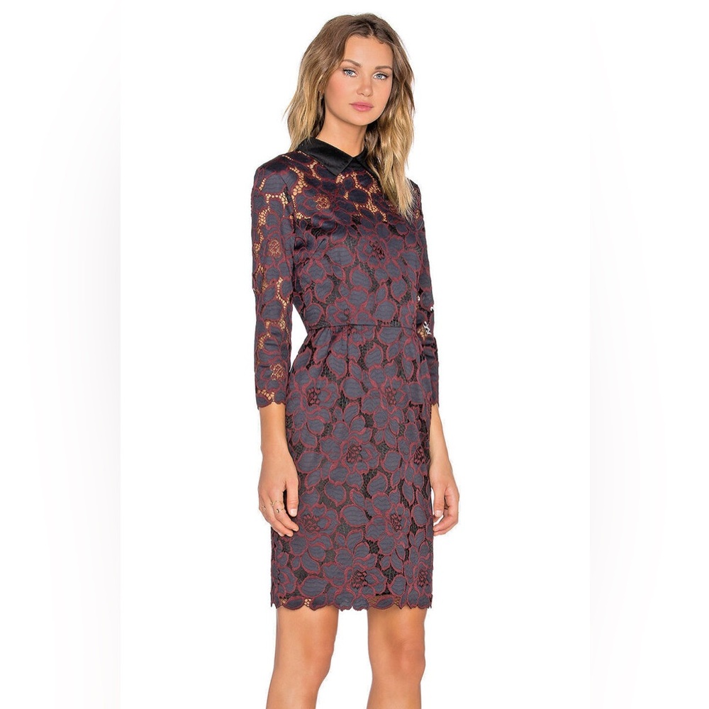 Trina Turk Black & Brandywine Lace Killian Mini Dress Size 8